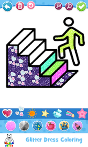 Glitter stairs coloring and drawing for Kids