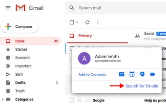 Gmail Emails for Contact