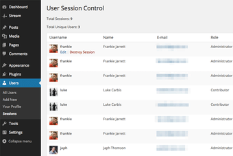 User Session Control