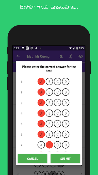 Answer Sheet - Do test without real paper!