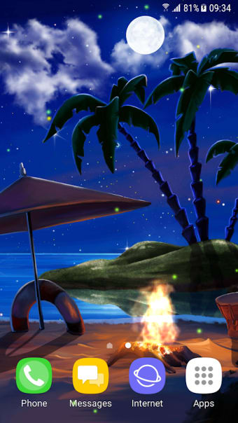 Tropical Beach at Night Live Wallpaper