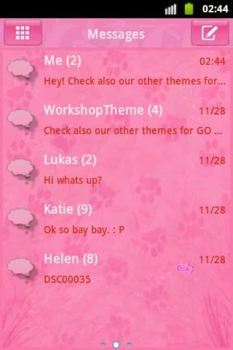 Pink 2 GO SMS PRO Theme