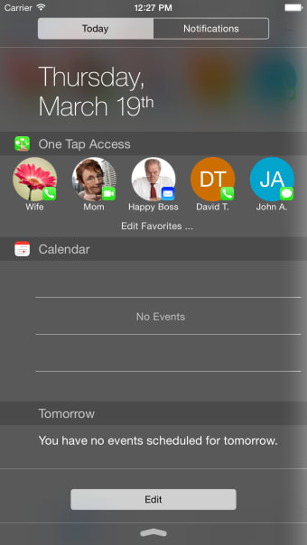 One Tap Access Widget for Notification Center