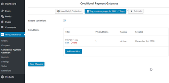 WooCommerce Disable Payment Methods based on cart conditions