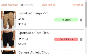 Saver: Save items and see if they're in stock
