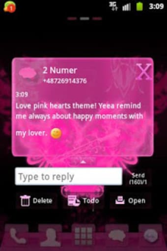 Heart Pink Theme GO SMS Pro