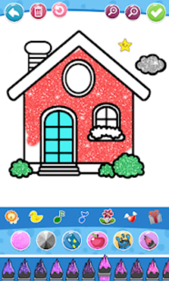 Glitter House Coloring and Drawing for kids