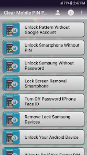 Clear Mobile PIN Screen Lock H
