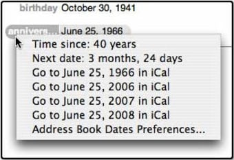 Address Book Dates