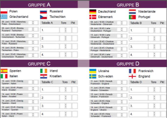 Excel EM 2012 Spielplan
