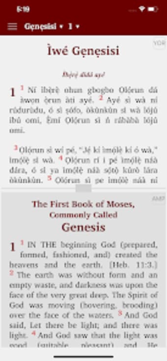 Yoruba Bible - AMP NIV KJV
