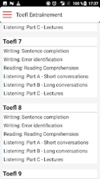 25 Simulator  TOEFL Test with correction offline