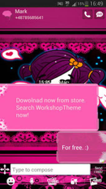 Theme EMO Pink GO SMS Pro