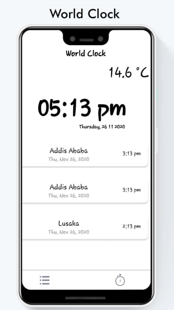 World Clock  Stopwatch app