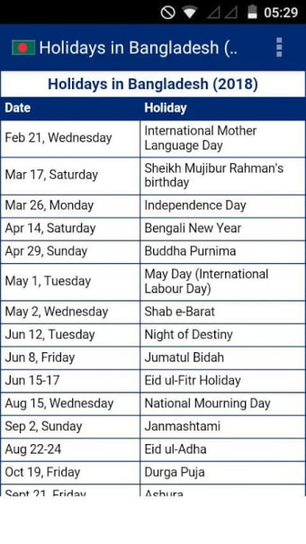 Bangla Calendar with English