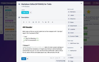 Markdown Editor(WYSIWYG) for Trello