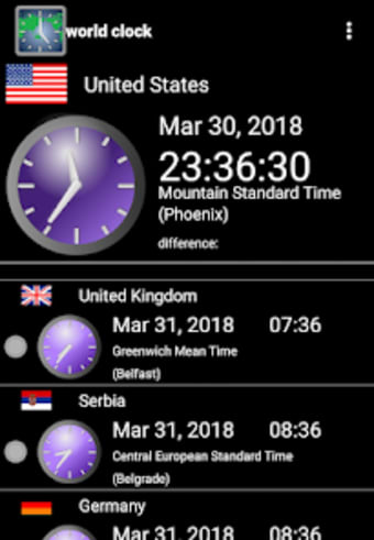 World clock-time difference-