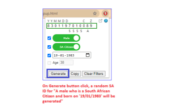 SA ID Generator - Apply Filters, Get Details
