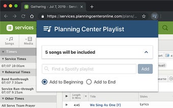 Planning Center Playlist