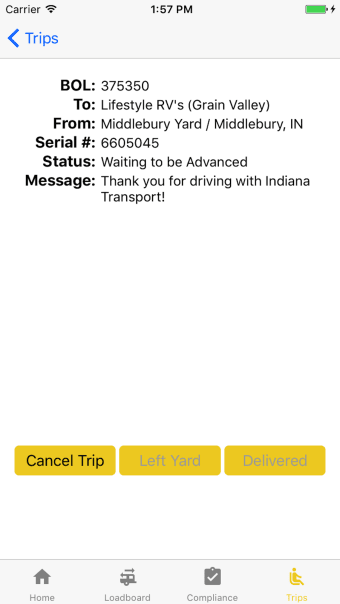 Indiana Transport Driver App