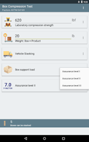 Stacking calculator ASTM