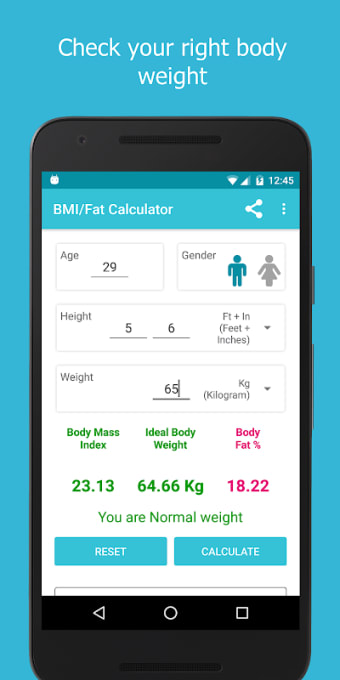 BMI / Fat / Weight Calculator