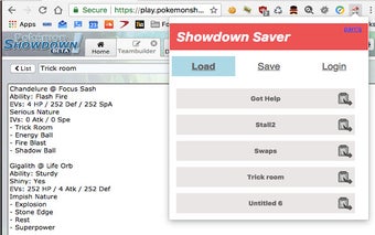 Pokemon Showdown Team Saver