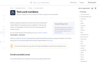 Adyen Test Cards