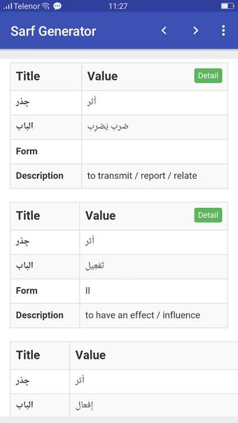 Quran sarf vocabulary