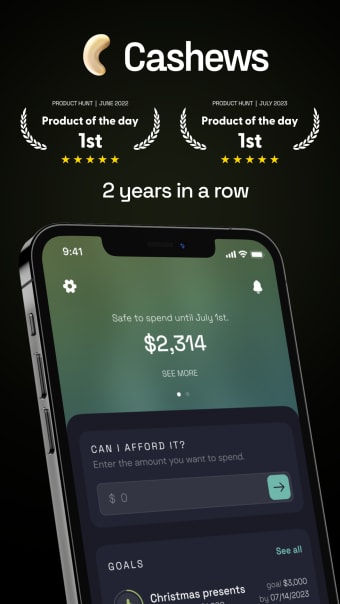Cashews Smart Money Budget App