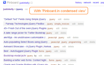 Pinboard.in condensed view