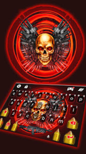 Red Skull Guns Keyboard Theme