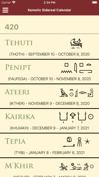 Kemetic Calendar