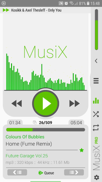 MusiX Material Light Green Skin for music player