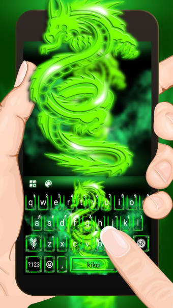 Green Neon Dragon Keyboard Theme