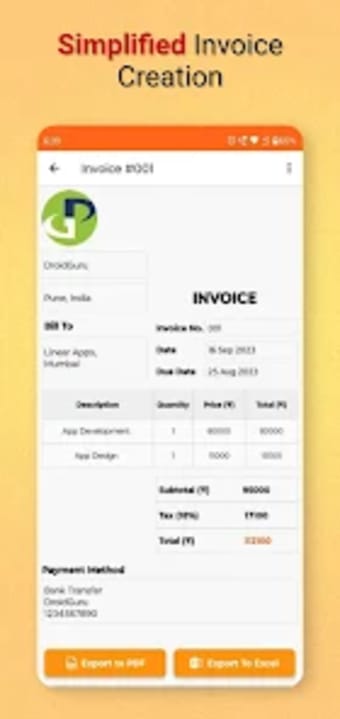 Invoice Generator: Excel  Pdf