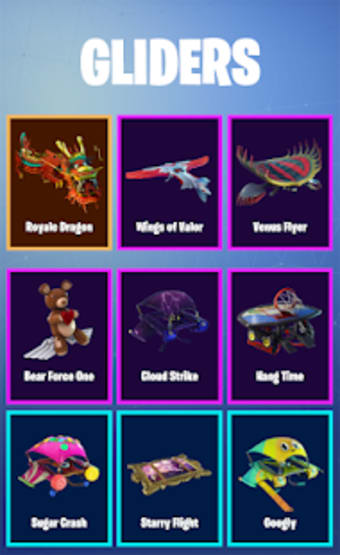 Fortnite Weapons  Pickaxes  Gliders