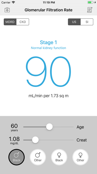 GFR Calculator MDRD  CKD