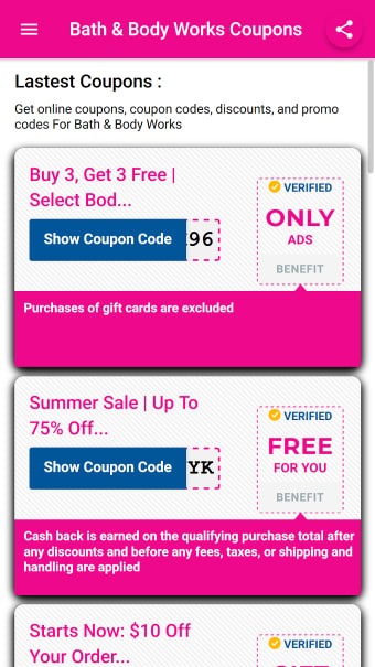 Coupons for Bath  Body Works