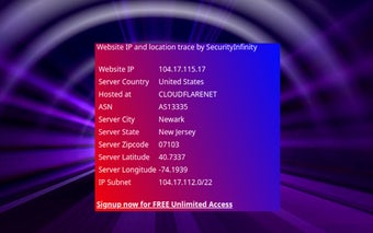 Website IP location trace - SecurityInfinity