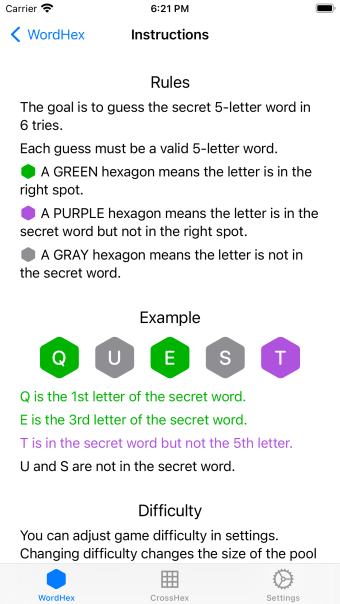 WordHex: 1 Secret 6 Guesses
