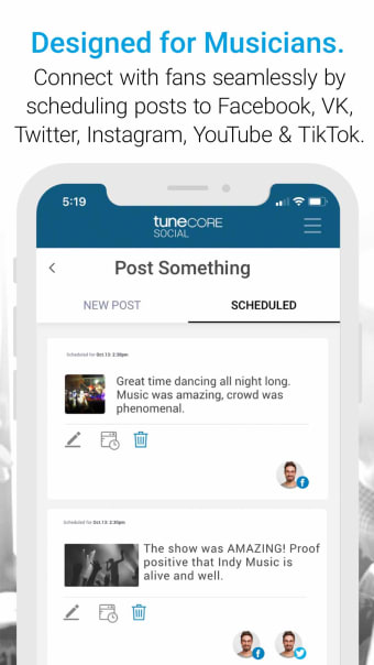 TuneCore Social  Post Manager