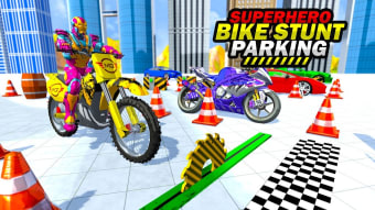 Superhero Bike Stunt Ramp Parking Games