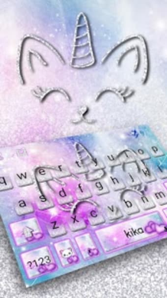 Silver Unicorn Cat Keyboard Theme
