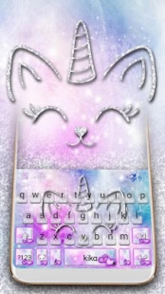 Silver Unicorn Cat Keyboard Theme
