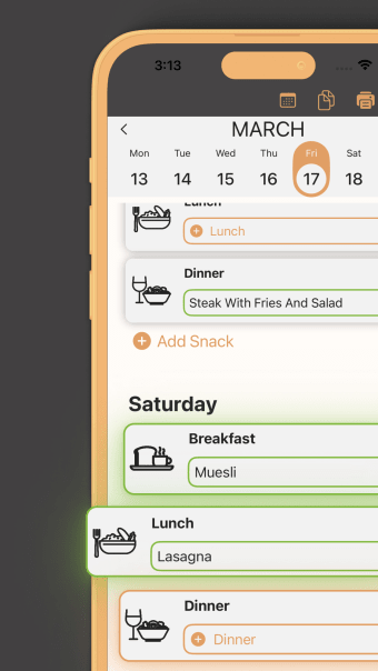 Weekly Meal Planner  Calendar