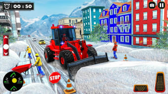 Snow Road Crane Excavator Sim