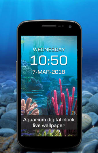 Aquarium digital clock live wallpaper