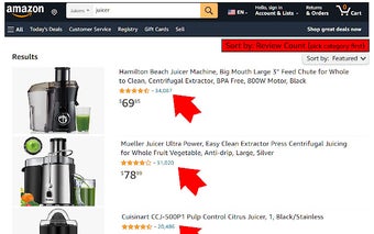 Amazon sort by Review Count