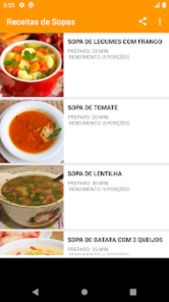 Receitas de Sopas Jantar